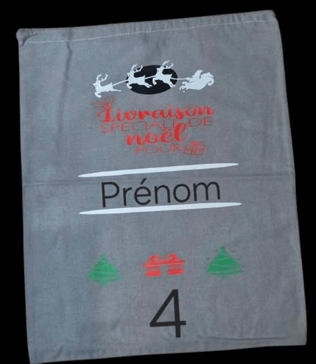Sac cadeau de Noël personnalisable en Coton Taille M - Zéro Déchet