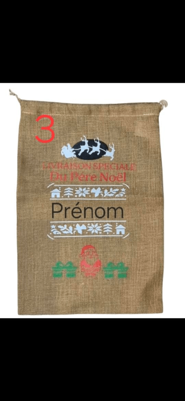 Sac cadeau de Noël personnalisable en jute taille M - Zéro Déchet