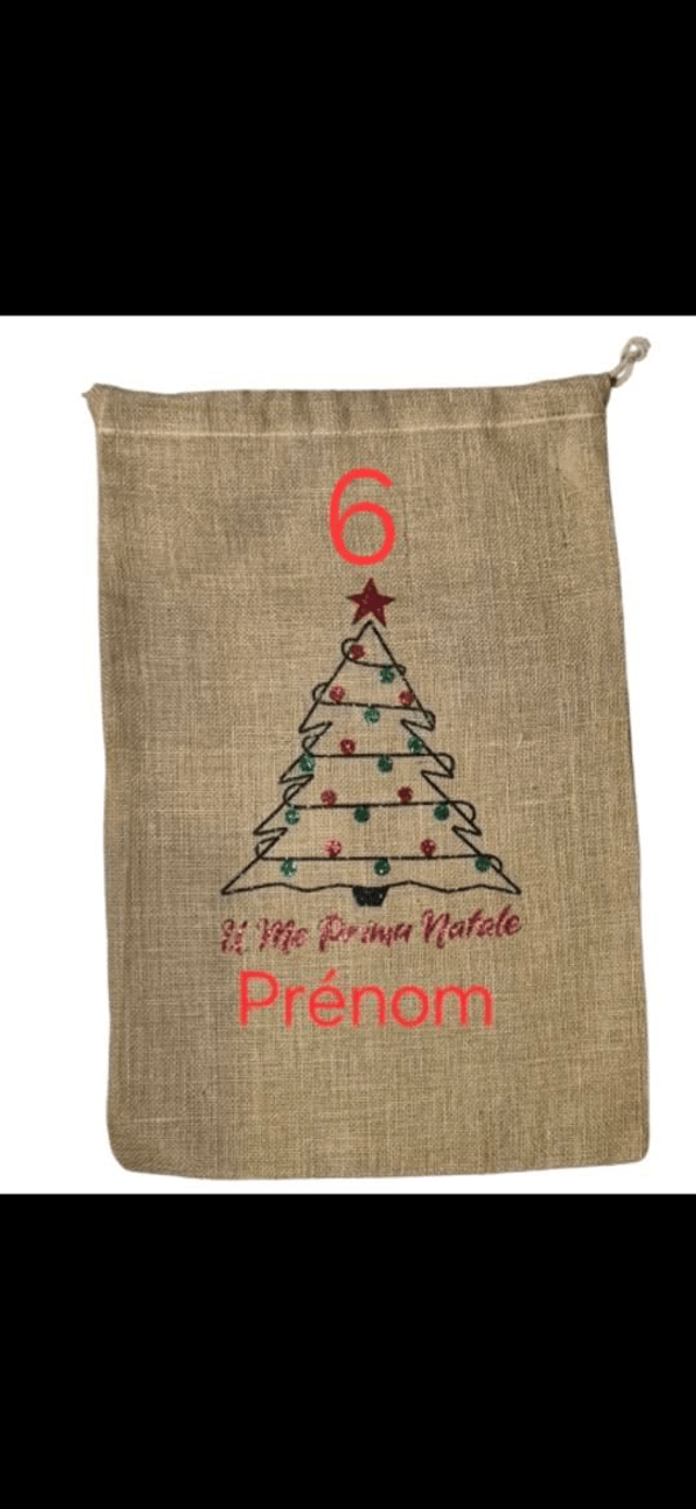 Sac cadeau de Noël personnalisable en jute taille M - Zéro Déchet