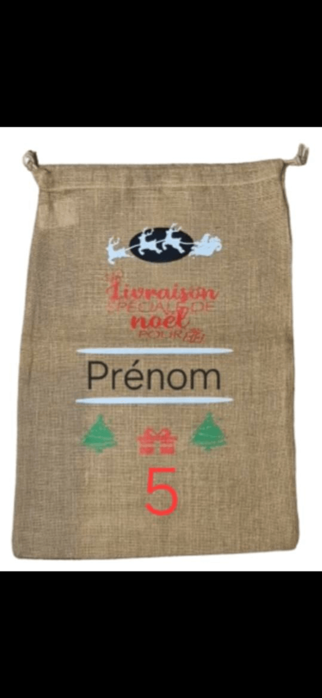 Sac cadeau de Noël personnalisable en jute taille M - Zéro Déchet