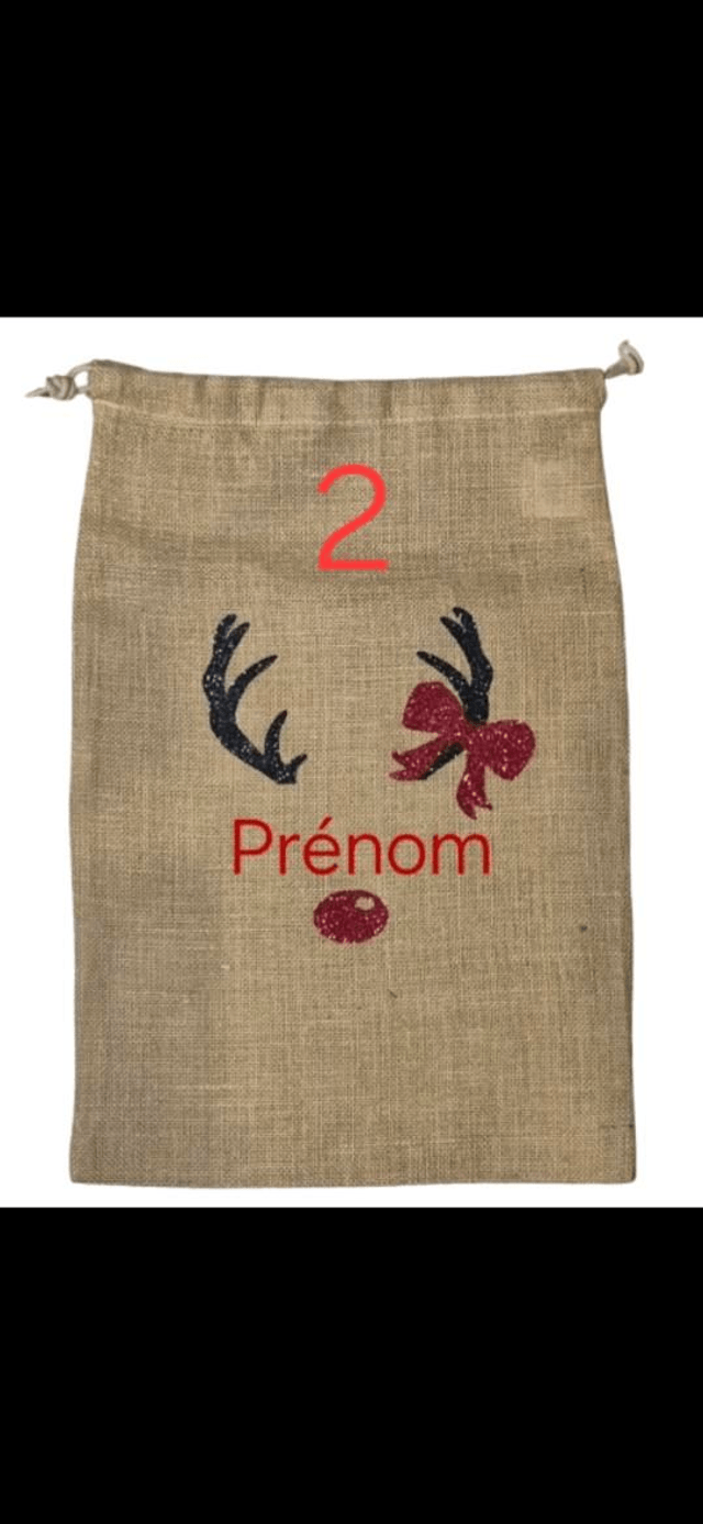 Sac cadeau de Noël personnalisable en jute taille M - Zéro Déchet