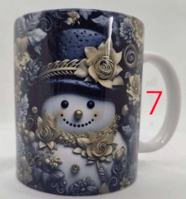 Mug Hivernal en Céramique avec Motif Bonhomme de Neige 3D