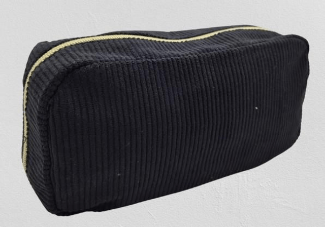  Trousse personnalisable en velours côtelé rose avec soufflet