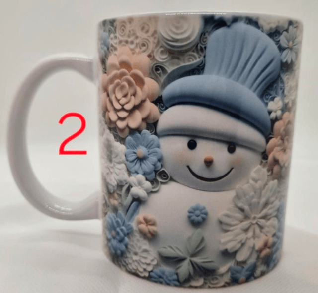 Mug Hivernal en Céramique avec Motif Bonhomme de Neige 3D