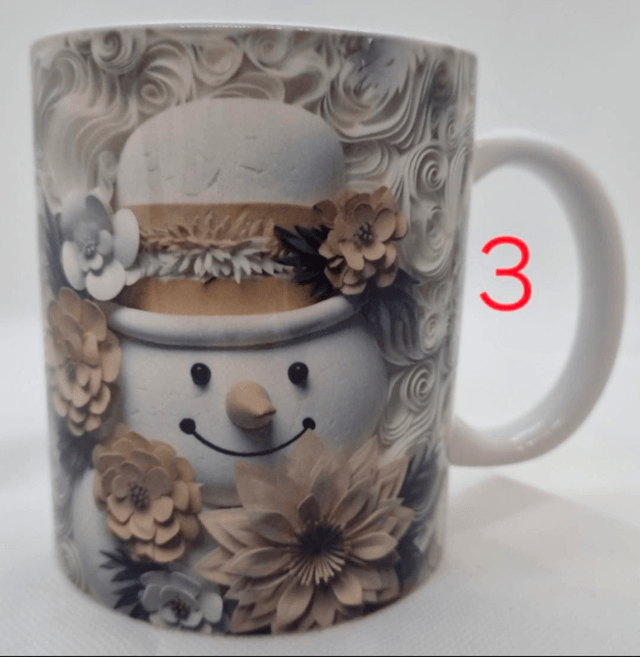 Mug Hivernal en Céramique avec Motif Bonhomme de Neige 3D
