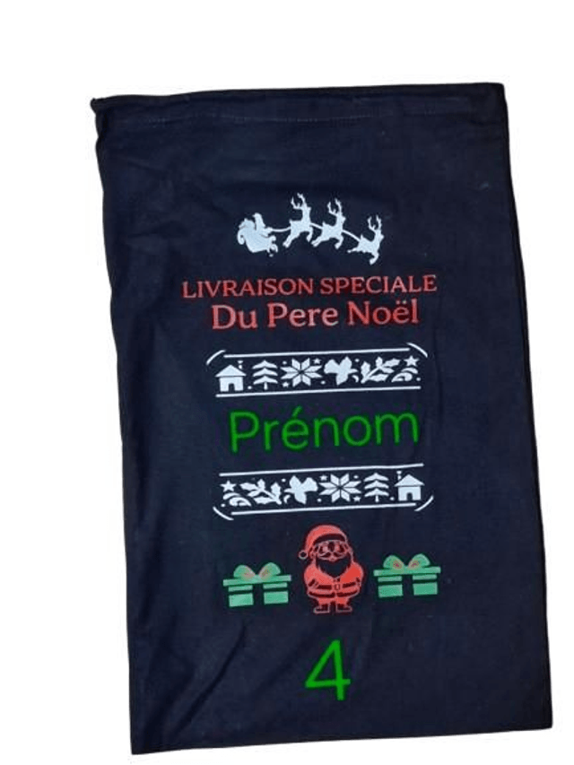 Sac Cadeau de Noël Personnalisable en Coton Taille S - Zéro Déchet