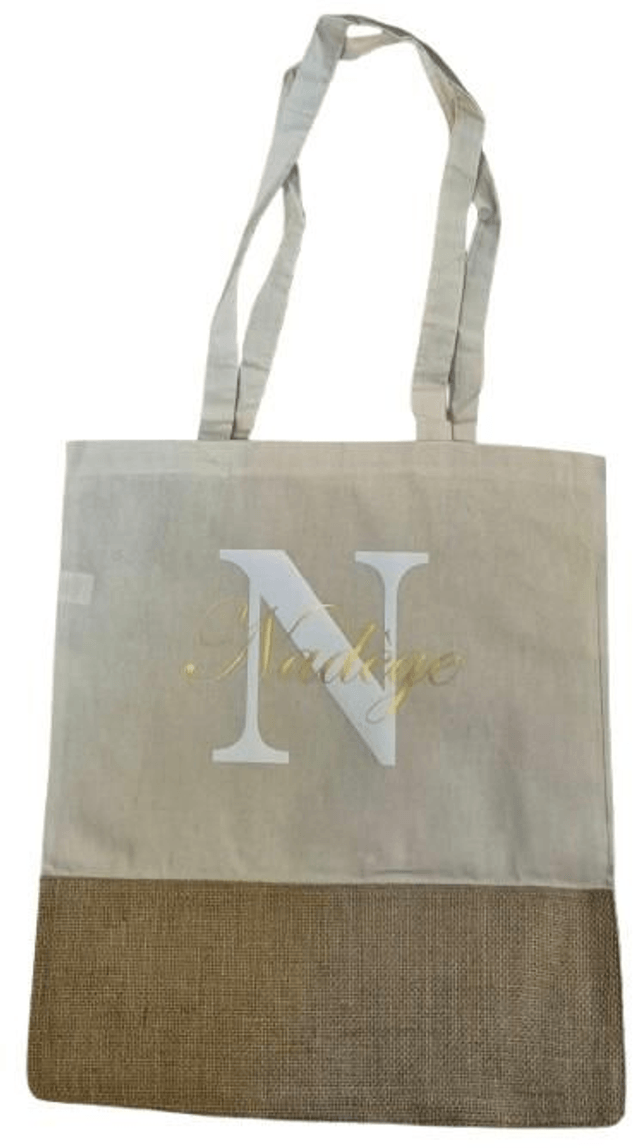 Tote bag à  personnaliser en toile de jute et coton