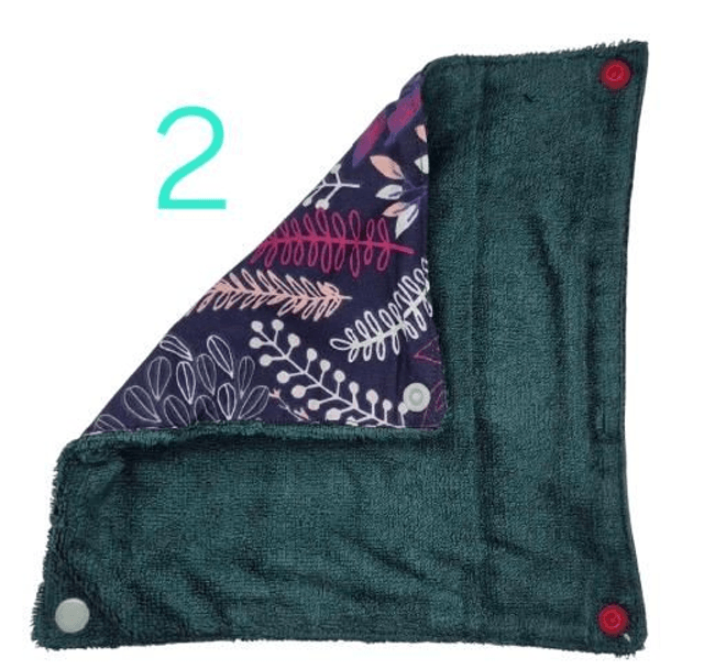 Rouleau d’essuie-tout réutilisable en coton et tissu bambou - 2 Motifs Géométriques et couleurs différentes 8 carrés