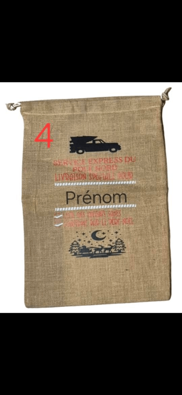 Sac cadeau de Noël personnalisable en jute taille M - Zéro Déchet