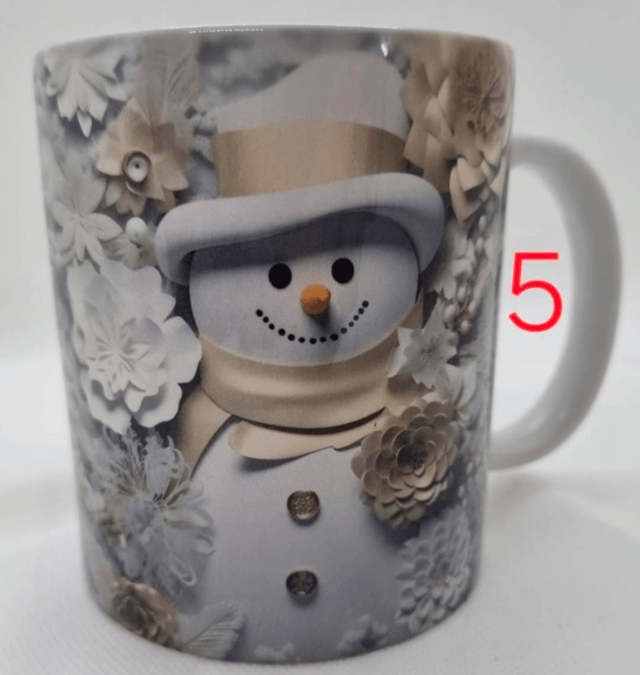 Mug Hivernal en Céramique avec Motif Bonhomme de Neige 3D
