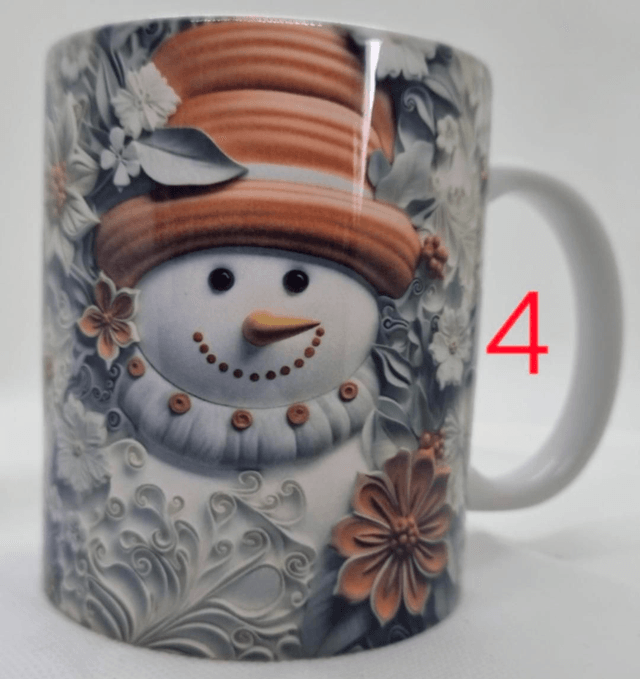 Mug Hivernal en Céramique avec Motif Bonhomme de Neige 3D