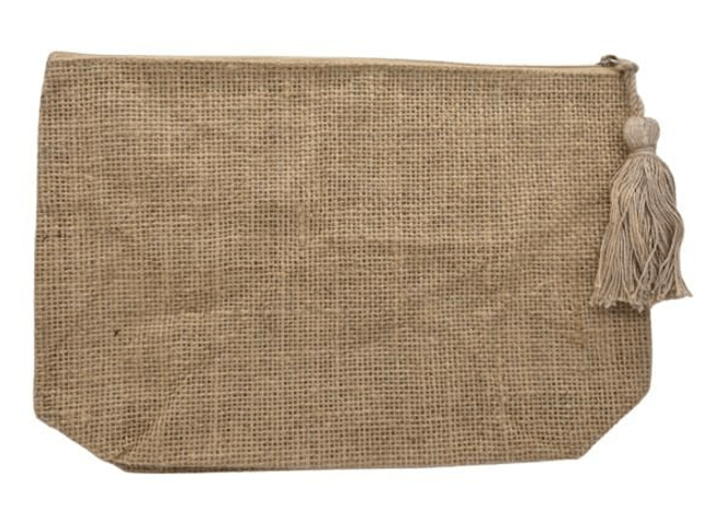 Pochette écologique en jute avec pompon – Accessoire mode durable