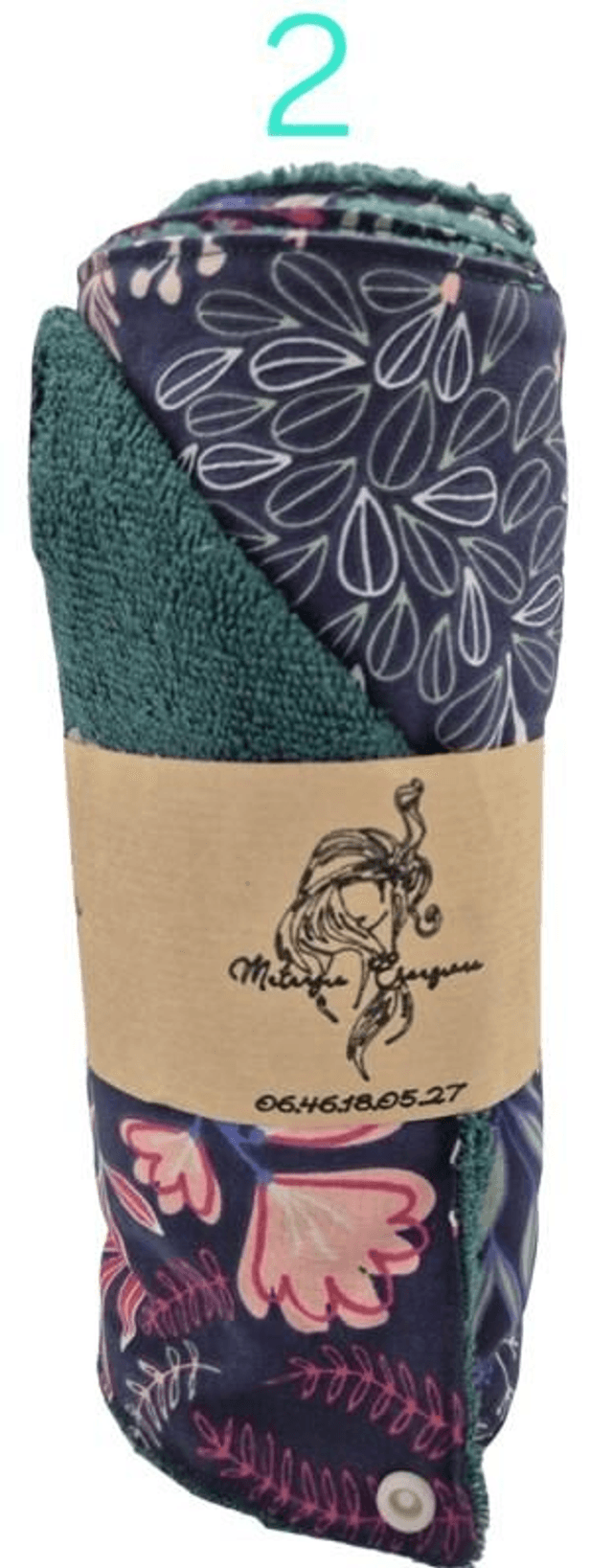 Rouleau d’essuie-tout réutilisable en coton et tissu bambou - 2 Motifs Géométriques et couleurs différentes 8 carrés