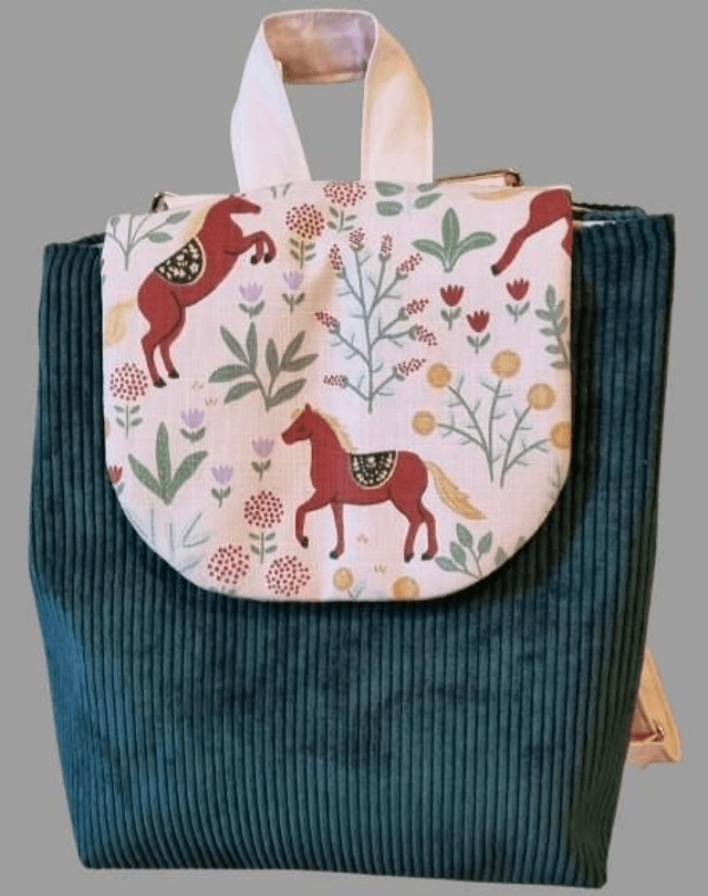 Sac à Dos personnalisable en velours côtelé et coton avec Bretelles Réglables