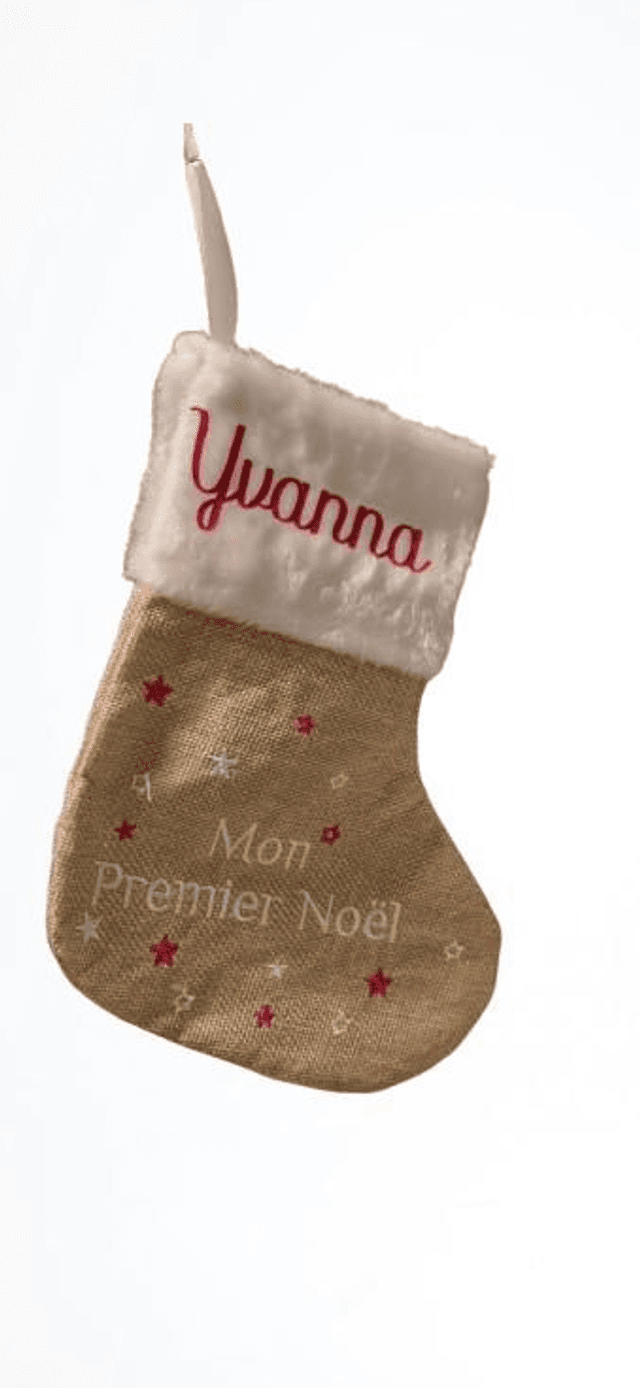 Chaussette de Noël personnalisable “Mon Premier Noël” pour bébé