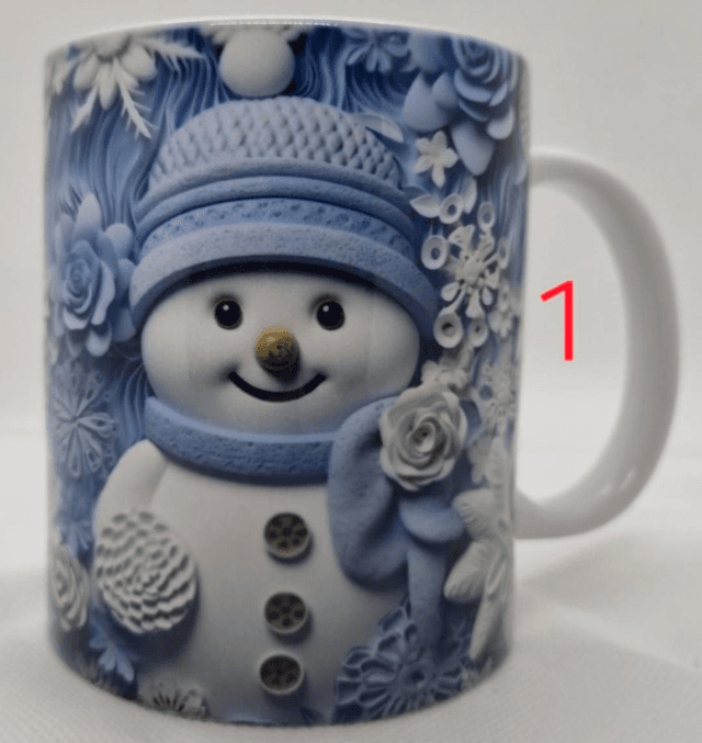 Mug Hivernal en Céramique avec Motif Bonhomme de Neige 3D